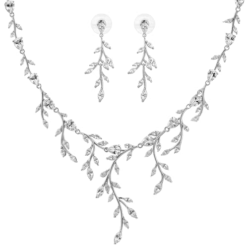 Yifyofe Silver Bridal Necklaces Set for Prom Wedding Jewelry Set