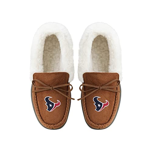 Image of FOCO Womens NFL Team Logo Tan Moccasin Slippers