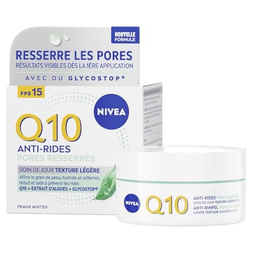 NIVEA Q10 Pores Resserrés Soin de Jour FPS15 (1x50 ml), crème anti rides enrichie en Q10 Pur,...