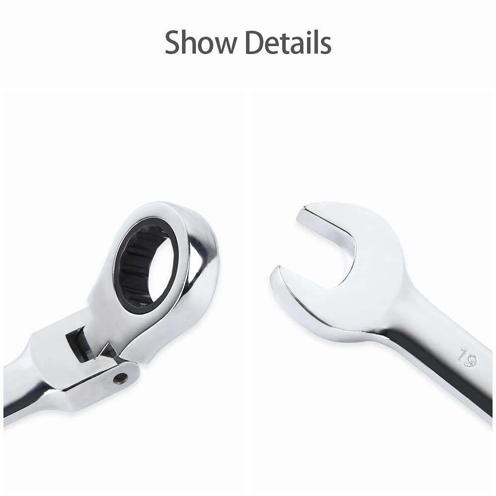 Set di 12 set di chiavi miste, chiave piatta a cricchetto, 8-19 mm, chiavi miste con valigetta attrezzi per riparazione auto e lavori fai da te (chiave flessibile)