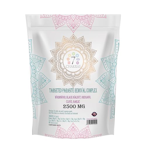 7C Wormwood Parasite Capsules | 30 Wormwood Black Walnut Capsules - 500mg Worm Wood Herb & 500mg Black Walnut per Serving with Oregano Clove & Garlic | Non-GMO & Gluten Free | Made in the UK