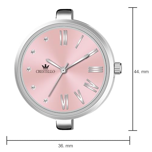 Image of CRESTELLO Stainless Steel Chain Analog Wrist Watch for Women (Silver /Pink /Purple /Green Dial) | CR-DZL141