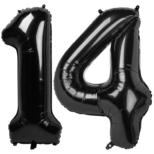 Black Number 14 Balloon 40 Inch - 14th Balloon Number Birthday Decorations