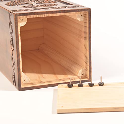 engmvwod Handmade Wooden Engraved Urn for Human Ashes 250lbs Adult Male Female Satin Bag Tree of Life Cremation urns pet Dog cat Box