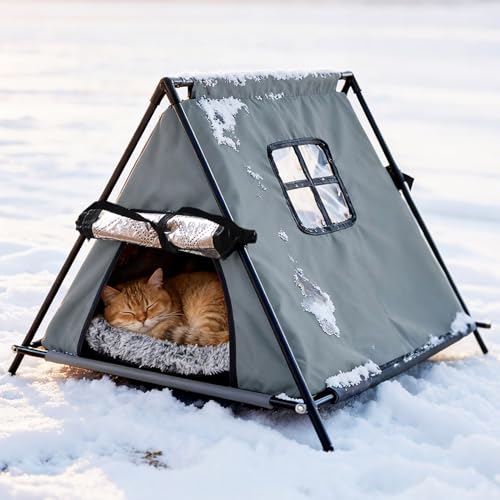 Abri triangulaire d'hiver pour chat errant chaud et coupe-vent