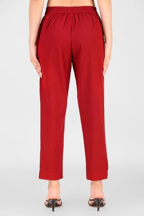 Image of Aarav Fabric Women's 100% Cotton Casual Pant | Ankle Length Regular fit Cotton Trouser | Straight Fit Formal Pants for Kurti, Office, Casual and Daily Outdoor Lifestyle