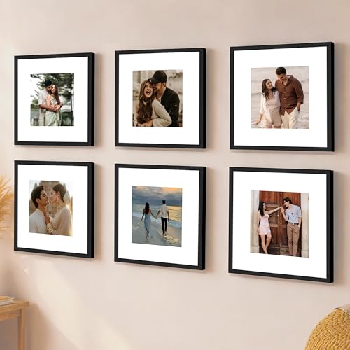 Image of Art Street Premium Photo Frame for living room, Classic Aesthetic Design Photo Frames for Photograph, Art Work, Kids Room Set of 6 (8x8 Inch, Black)