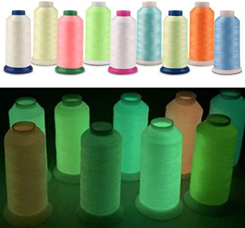 3000 Yards in the Dark Polyester Sewing Thread for Machine Embroidery with 4-6 Hours Continuous Glow