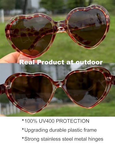 Armear ANIMAL PRINT SUNGLASSES WU001AN0ONE Women Fashion Oversized Heart Sunglasses Vintage Lady Girl Cute Love Shaped Large Plastic Eyeglasses Print Animal Leopard thumb #2
