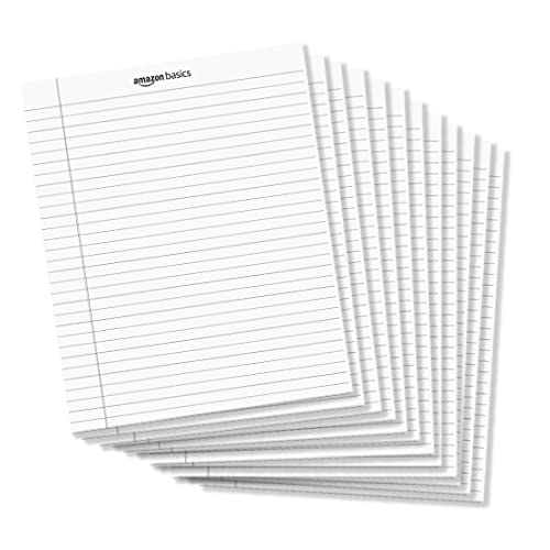 Image of Amazon Basics Legal /Wide Ruled 8-1 /2 by 11-3 /4 Legal Pad, White, 600 Count (12 Pack of 50 Sheets)