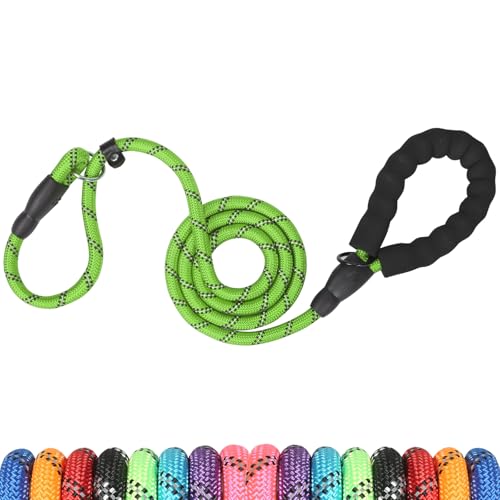 UsunyVora Slip Lead 5 FT for Medium and Large Dogs,Puppy Dog Training Leash Heavy Duty,No Pull Reflective Nylon Dog Leash,Rope Training Leash for Dogs That Pull,Green