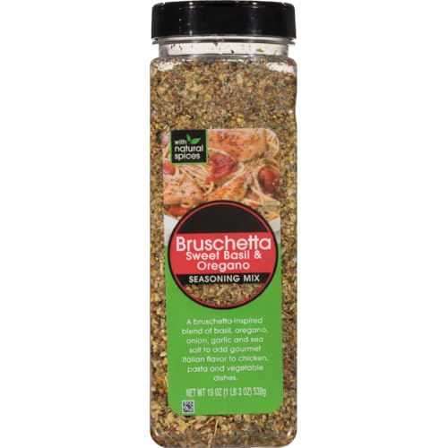 Bruschetta Seasoning Mix, Sweet Basil & Oregano, with Garlic, Onion and Sea Salt, 19 oz (1 Pack)