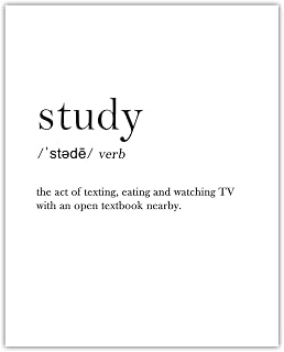 Study Funny Definition: Chic, Boho & Modern Typography Wall Art Poster Print for Office, Classroom, Dorm, Living Room & Bedroom Decor - Creative Idea for Students - Unframed Posters 8x10