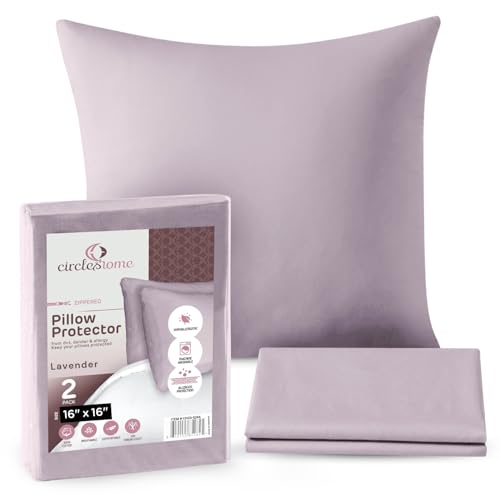 CIRCLESHOME Throw Pillow Protectors - 100% Cotton Breathable Pillowcases - 16 X 16 Square Pillowcases - Protects Pillows from Dirt, Dust and Debris (Square Pillow - 4 Pack- 16x16)