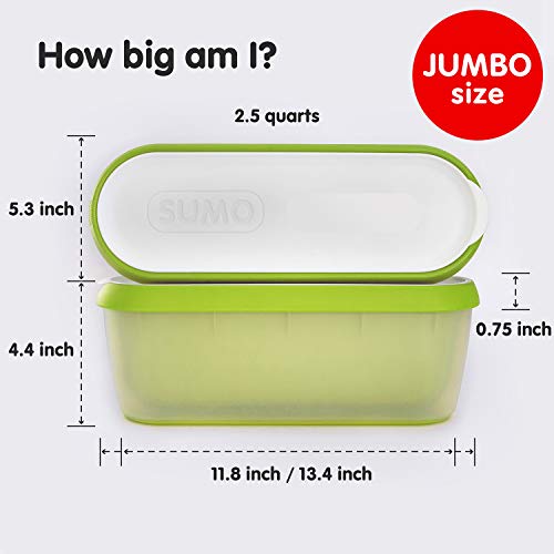SUMO Jumbo Homemade Ice Cream Containers: Dishwasher Safe Tub. 2.5 Quart (Green)