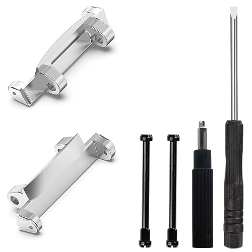 Lijinlan Metal Watch Band Adapter Fit for Amazfit T-Rex 2 Watch Connector with Screw Rod Link Bar Screwdrivers Remove Tool Clasp Connect 22mm Strap for Amazfit T-Rex2 Accessory (Silver)