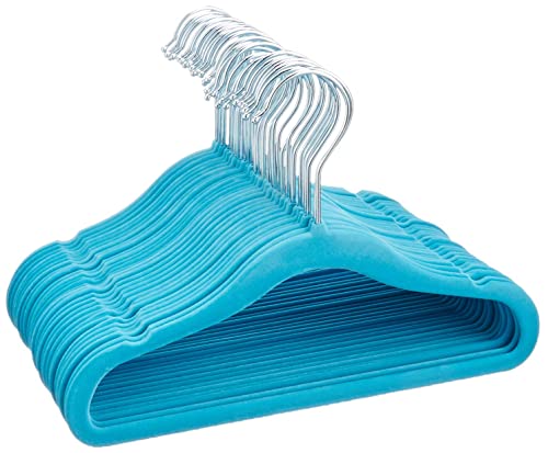 Amazon Basics - Perchas infantiles de terciopelo - Paquete de 30, Azul