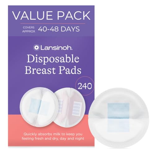 Image of Lansinoh Stay Dry Disposable Nursing Pads, Soft and Super Absorbent Breast Pads, Breastfeeding Essentials for Moms, 240 Count