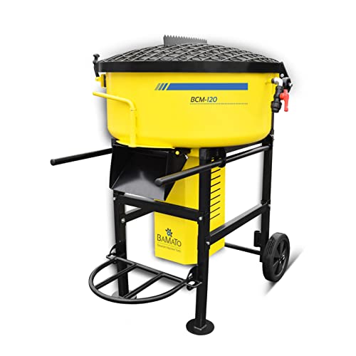 BAMATO Zwangsmischer BCM-120 | Trommelgröße 120 Liter | 1500 Watt Elektromotor Leistung | speziell konstruierte Mischblätter | Drehzahl von 30 U/min | Betonmischer Mischer Zwangsmischer