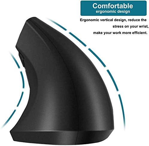 Rechargeable Vertical Mice Ergonomic Wireless Mouse, Vertical Mouse Ergonomic Design with 2.4G USB Receiver 3 Adjustable DPI 800/1200/1600 Levels 6 Buttons for Computer, Laptop, Notbook,PC, MacBook