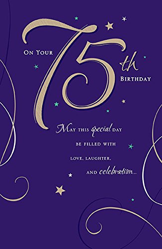 UK Greetings Age 75 Blue Card