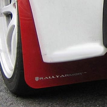 Rally Armor MF8-UR-RD/WH Red, White Mud Flap with Logo 2007+ Mitsubishi Lancer Doesnt fit Sport Back UR, 1 Pack