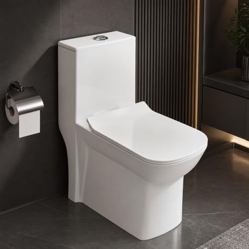 Image of Plantex Ceramic Single Suite Commode /Western Toilet /Water Closet /Commode with Soft Closing Toilet Seat - S Trap (Iris, White)