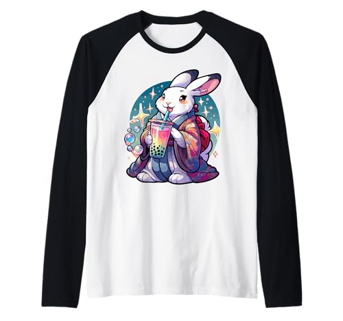 Kaninchen Bubble Boba Tea Anime Cute Kawaii Raglan