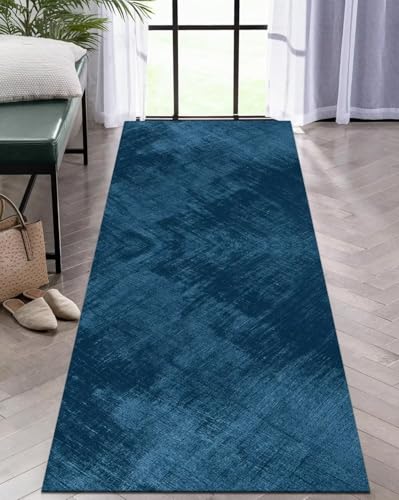 Tapis de couloir bleu 70x500 cm abstrait lavable et antidérapant - 6