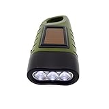 BABALI Hand Crank Solar Powered Flashlight LED Portable Dynamo Rechargeable Carabiner Buckle Emergency Mini Torch for Outdoor Camping Climbing Hiking