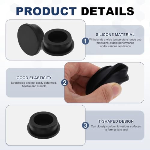 Image of MECCANIXITY 18pcs T-Shaped Silicone Plugs 32mm 1-1 /4 Inch Dia, Black | Snap in Plug Hole Seal Cover Round Rubber Stopper for 31-32mm Holes Kitchen Rubber Bulkheads Waterproof Sealing