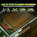 Gaming PC Desktop,Prebuilt Gaming Computer with,AMD Ryzen 7 5700X 3.4GHz,RTX4060 8GB GDDR6,32GB DDR4 RAM 3200MHz,1TB NVME SSD,ARGB Cooling Fan,Supply WiFi Support - Image 5