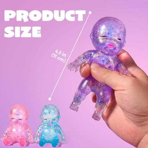 JOYIN 3PCS Small Baby Stress Relief Toys, Baby Glitter SquishyToys, Slow Rising Toys for Kids & Adults, Fidget Sensory Toy, Soft Squeeze Decompression Dough for Gifts, Party Favors, Office - Image 2