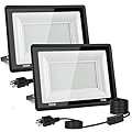 2-Pack 200W LED Flood Light Outdoor, 20000LM Bright Plug-in Flood Lights with Switch, IP66 Waterproof Exterior Security Lights, LED Work Light for Garage, Yard, Garden, Playground, Stadium, Arena