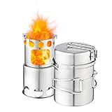 Qunlei Portable Herd Topf Set Edelstahl 1-2 Personen Outdoor Kochgeschirr für Backpacking Camping Survival