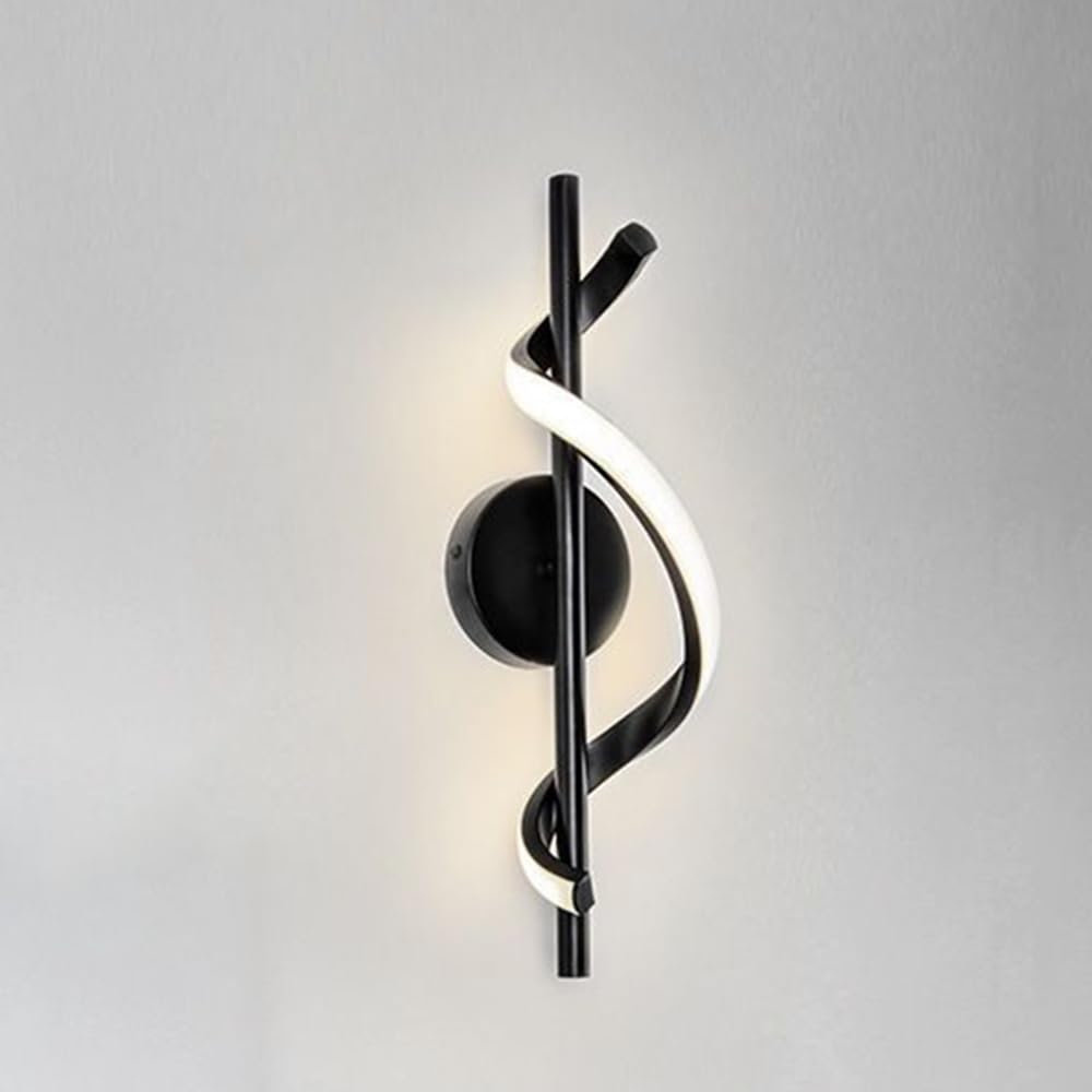 Mengjay LED Wall Lights, Modern 3000-6000K Dimmable Wall Sconce Lights Indoor 12W Led Wall Lights for Bedroom, Living Room (Black)