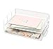 Exerz Tace na listy, 2 sztuki, organizator papieru do układania w stosy, organizer na biurko, taca na dokumenty na biurko, metalowa półka na dokumenty, biuro, szkoła, dom gabinet, 2 szt., białe)