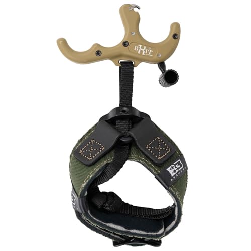 B3 Archery Exit Hunter Archery Compound Bow Hunting Equipment 3-Finger Stainless Steel Easy Attach Lock-and-Load Release Aid with Wrist Strap, Cerakote Tan
