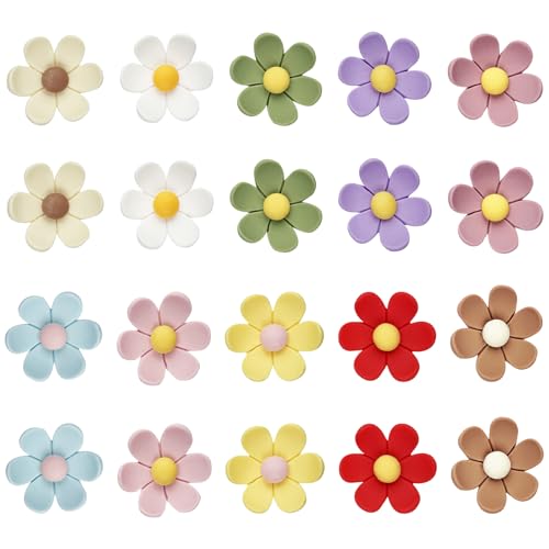 Comzantor 20 Piezas Coloridos Imanes de Nevera Decorativos, Imán de Nevera de Flores 3D, Magnética Potentes Refrigerador Flor 3D, para Pizarra Blanca, Cocina y Oficina (Grandes & 10 Colores)