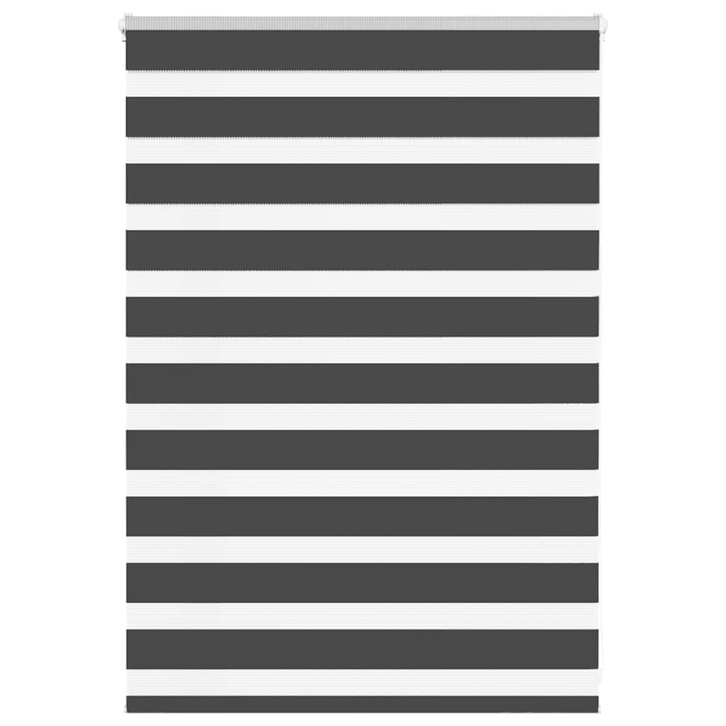 vidaXL Zebra Blind Black 115x100 cm Fabric Width 110.9 cm Polyester, zebra roller blind, dual roller blind, zebra blind for window