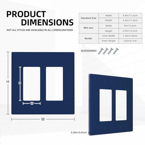 LOLOREAI Decorative Outlet Covers Navy Blue Full Wrap Around 2 Gang Light Switch Cover Plate Double Rocker Wall Plates for Electrical Outlets Switch Plate Covers for Home Decor by Lolreai - Used condition - Image 5