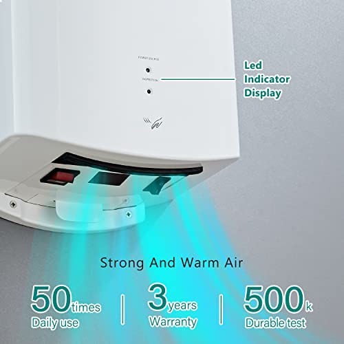 LUXICE Hand Dryers for Bathrooms Commercial - Electric Hand Dryer - Ultra High-Speed 1400W Fast Drying, LX-3861 White