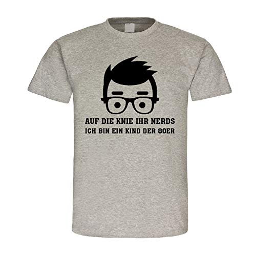 T-shirt enfant inscription allemand 80er Nerds vêtement gris taille XL #19633