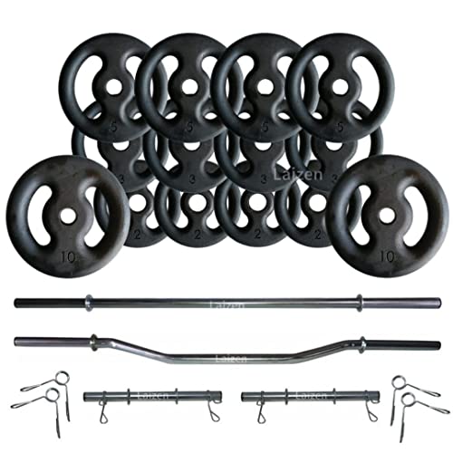 Kit Anilhas Ferro 60kg + 2 Barras 40cm + Barra 120 + Barra W