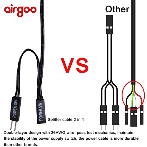 Airgoo Desktop Computer Power Switch With Magnet, Wall Pc Nas Arcade Cabinet Power Supply Control Adapter Cable 2M/6.6Ft, External Pc On Off Power Button, 2.54Mm Header Gpio Button For Raspberry Pi #TOP2