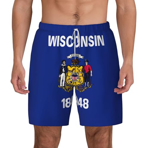 Short de bain homme été et plage motif Wisconsin