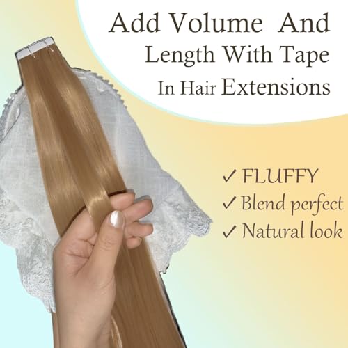 Image of Tape in Hair Extensions,20pcs 50g 24 Inch Ash Blonde Hair Extensions Straight Tape in Extensions Double Sided for Skin Weft Synthetic Hair