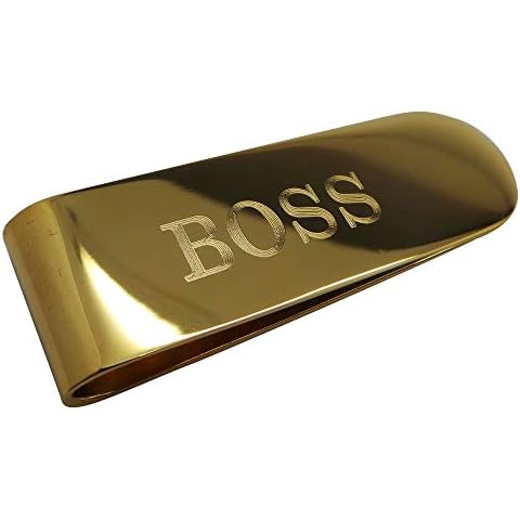 Gold Boss Money Clip Cash Card Holder 24k Coated in Wooden Gift Case Cover