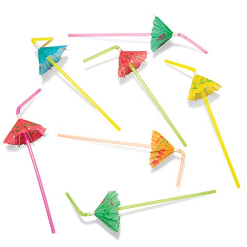 Prextex 200 pitillos cocktail paraguas flexibles de plástico miniatura 6