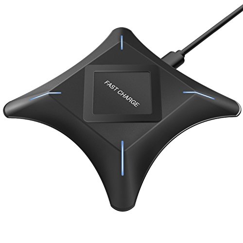MoKo Qi Cargador Inalmbrico Rpido, Cargador por Induccin con 7.5W Compatible con iPhone XS/XS MAX,Note 8/9 iPhone X/8/8 Plus, 10W, Samsung Galaxy s10/s10+/s10e /Galaxy buds/S9/S9+ - Negro
